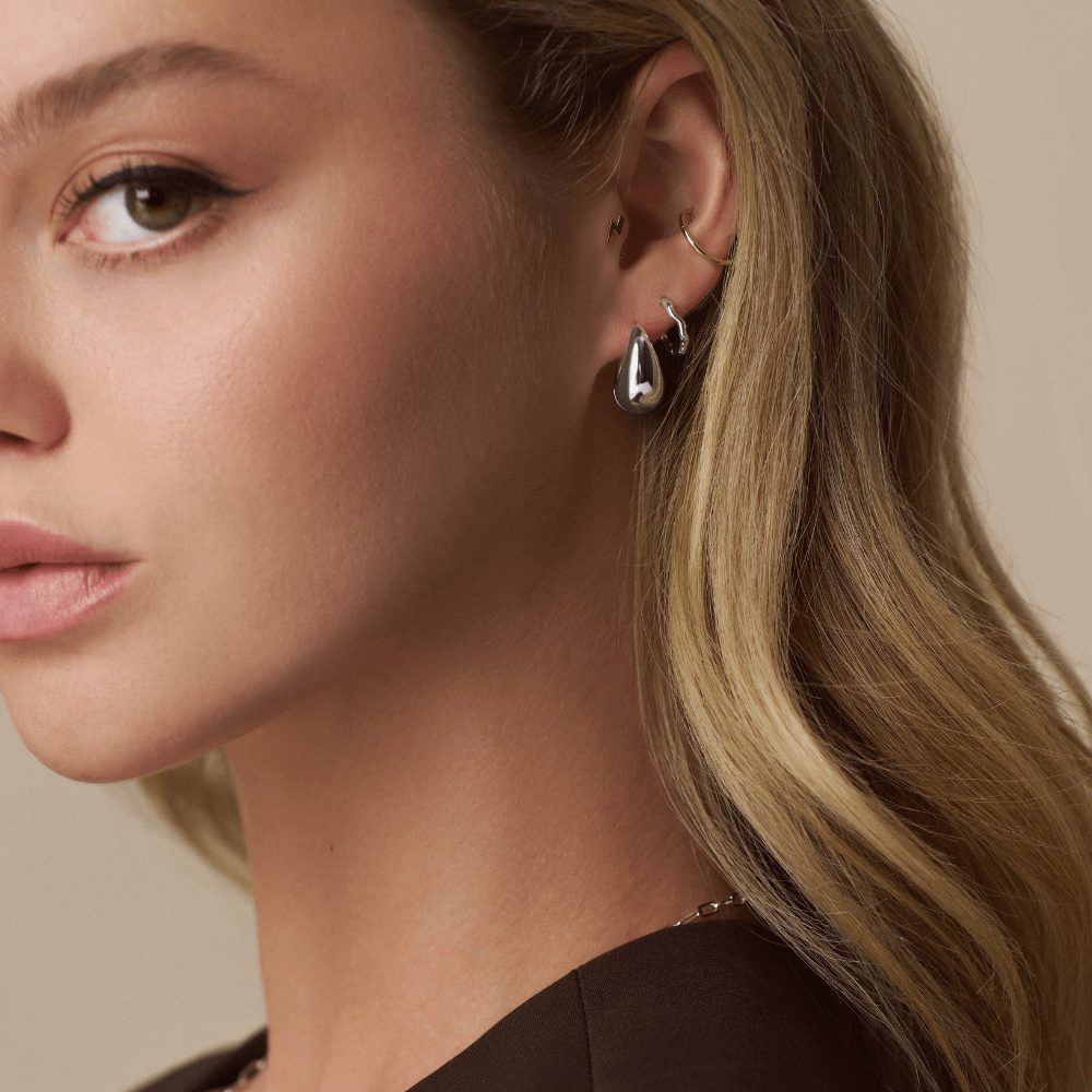Recycled Round Wave Huggie Hoop Earrings