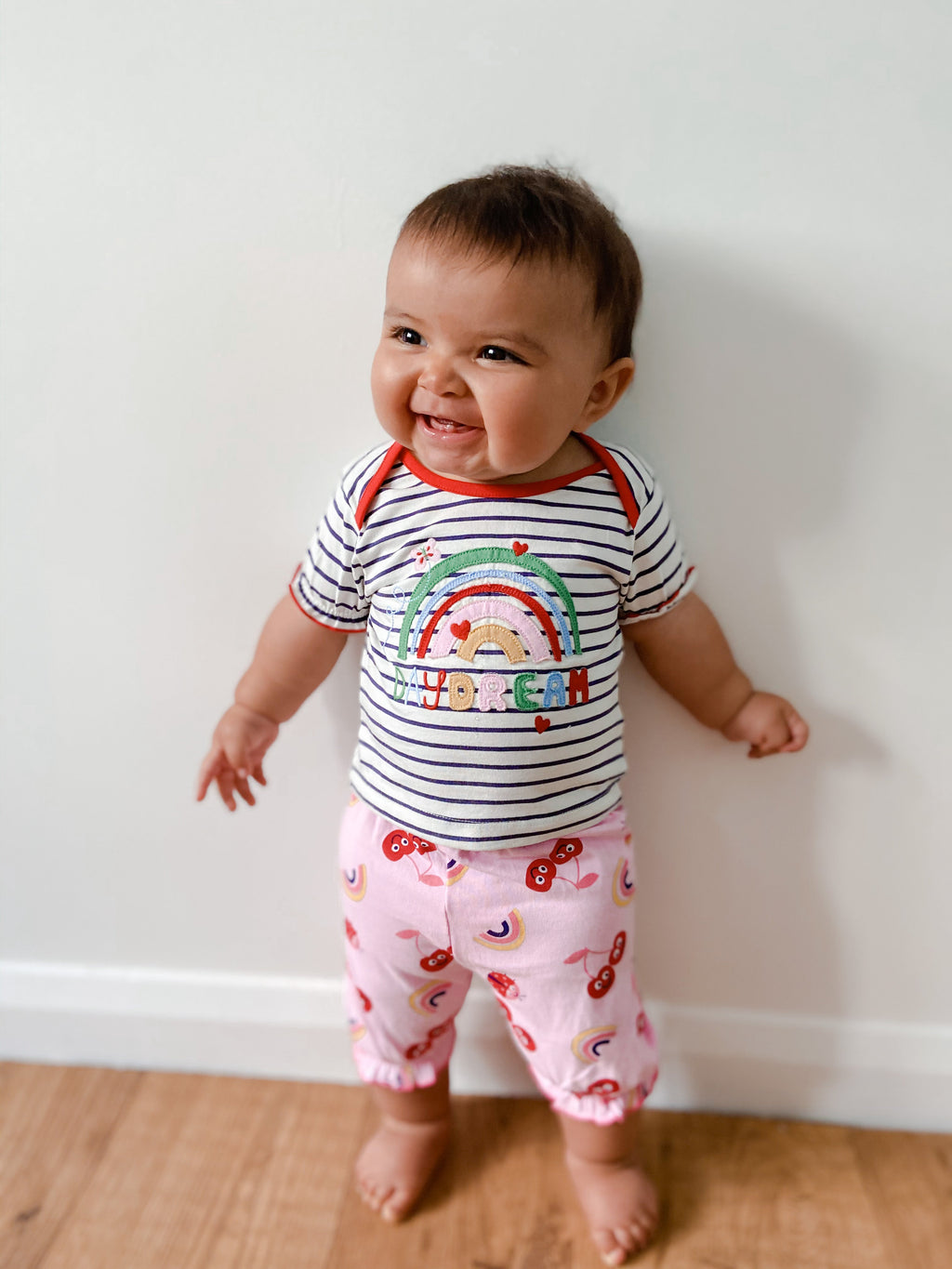 Multicoloured Cherry Print Top And Legging Set