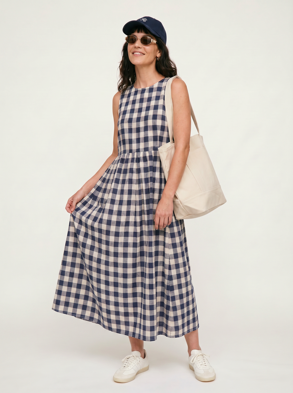 PREORDER Isla Navy Oversized Check Dress
