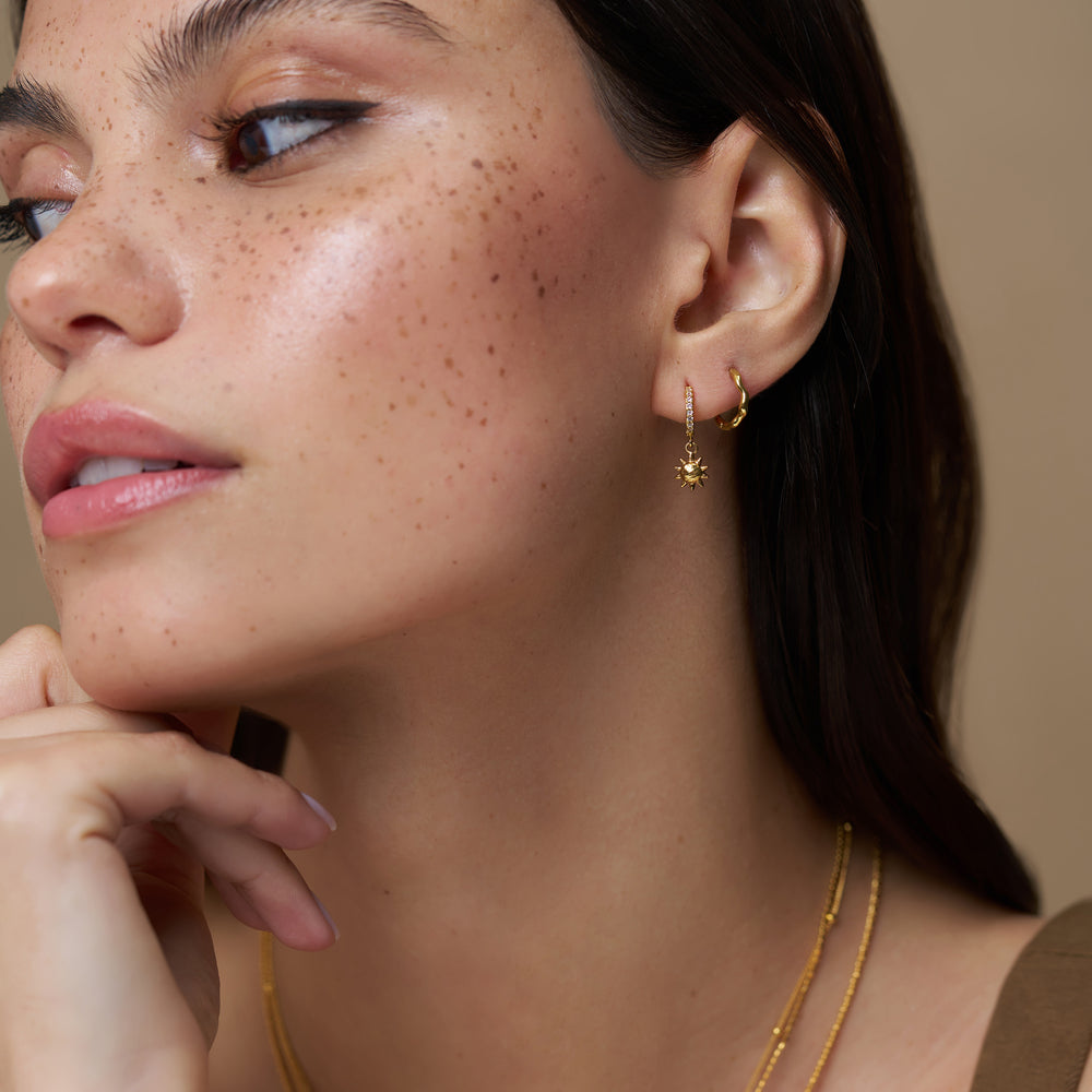 Recycled Molten Sun Pavé Micro Hoop Earrings