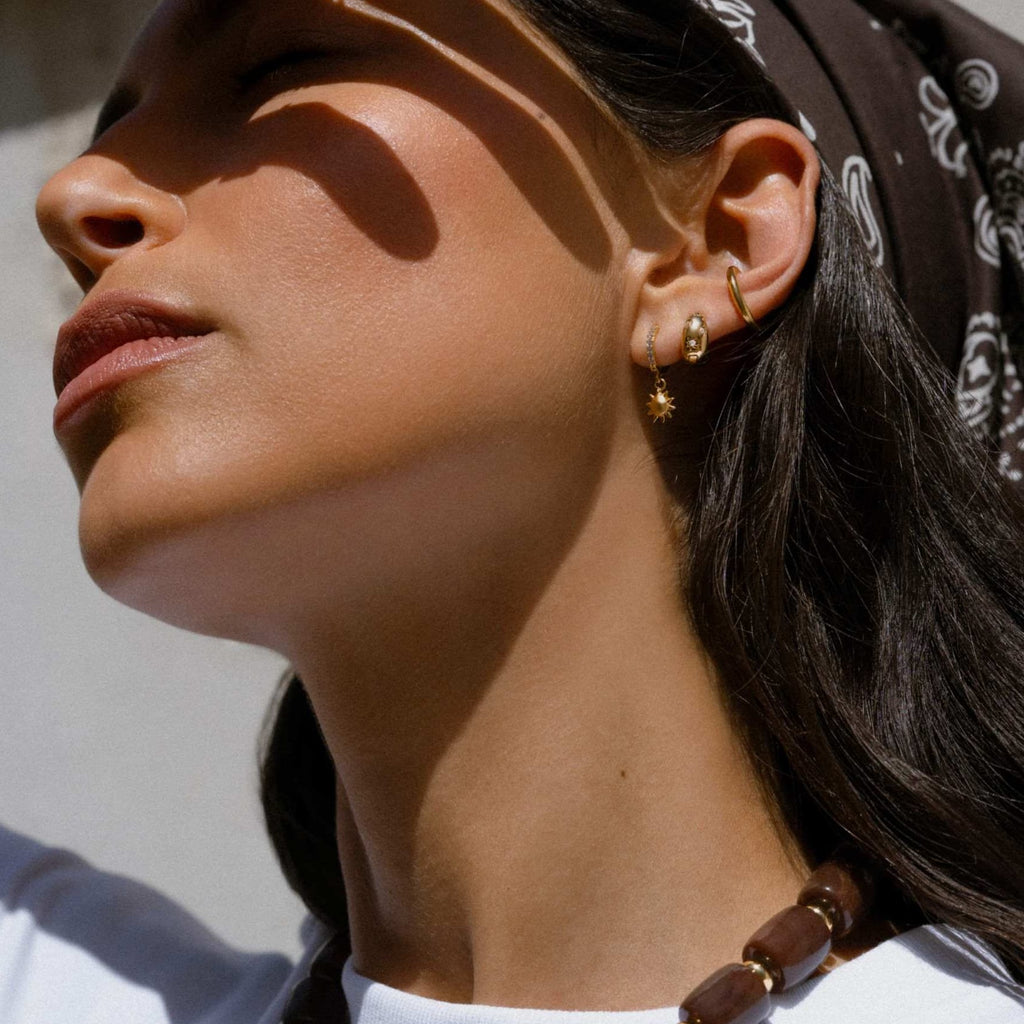Recycled Molten Sun Pavé Micro Hoop Earrings