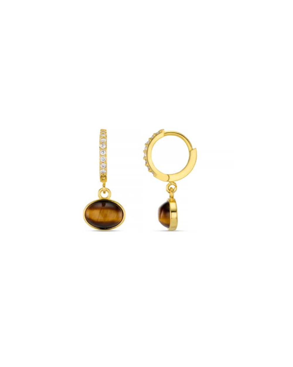 Part Recycled Semi-Precious Tiger’s Eye Micro Hoop Earring