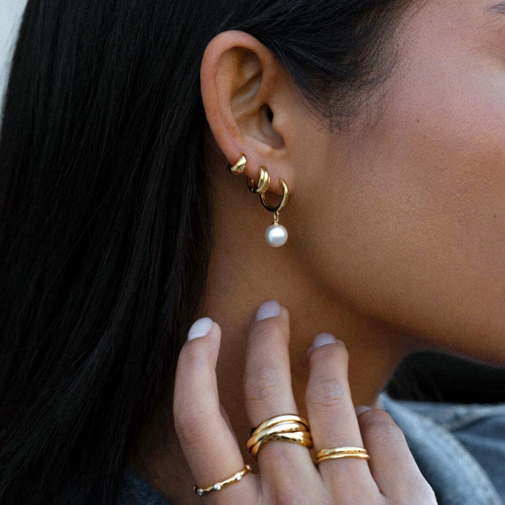 Recycled Mini Twist Micro Huggie Hoop Earrings
