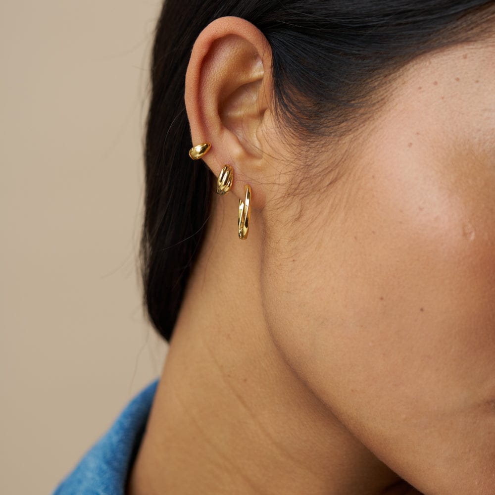 Recycled Mini Twist Micro Huggie Hoop Earrings