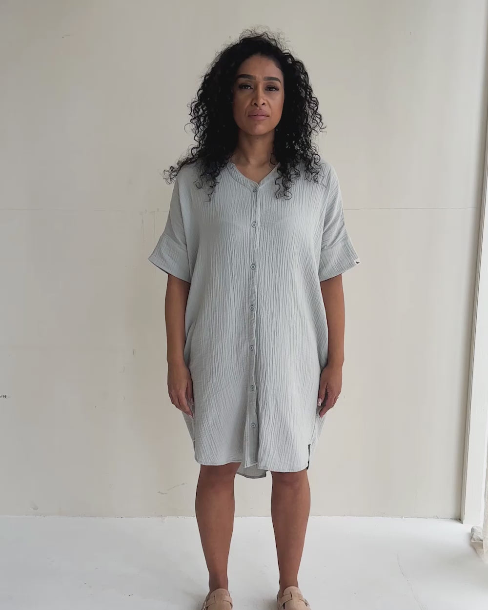 video  showing Nina Light Green Midi Dress