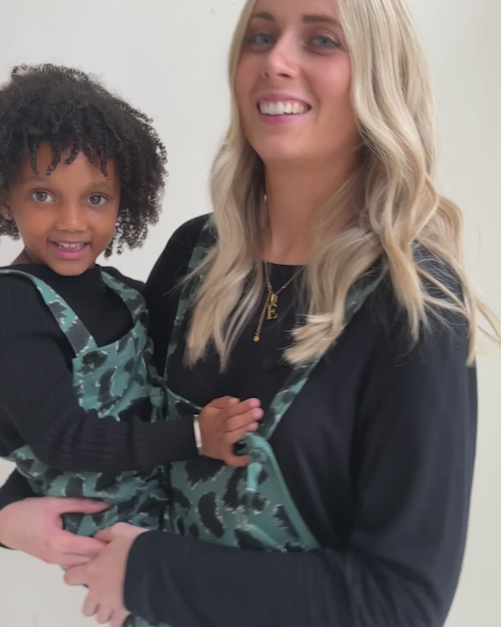 Green Abstract Drawn Animal Print Dungarees