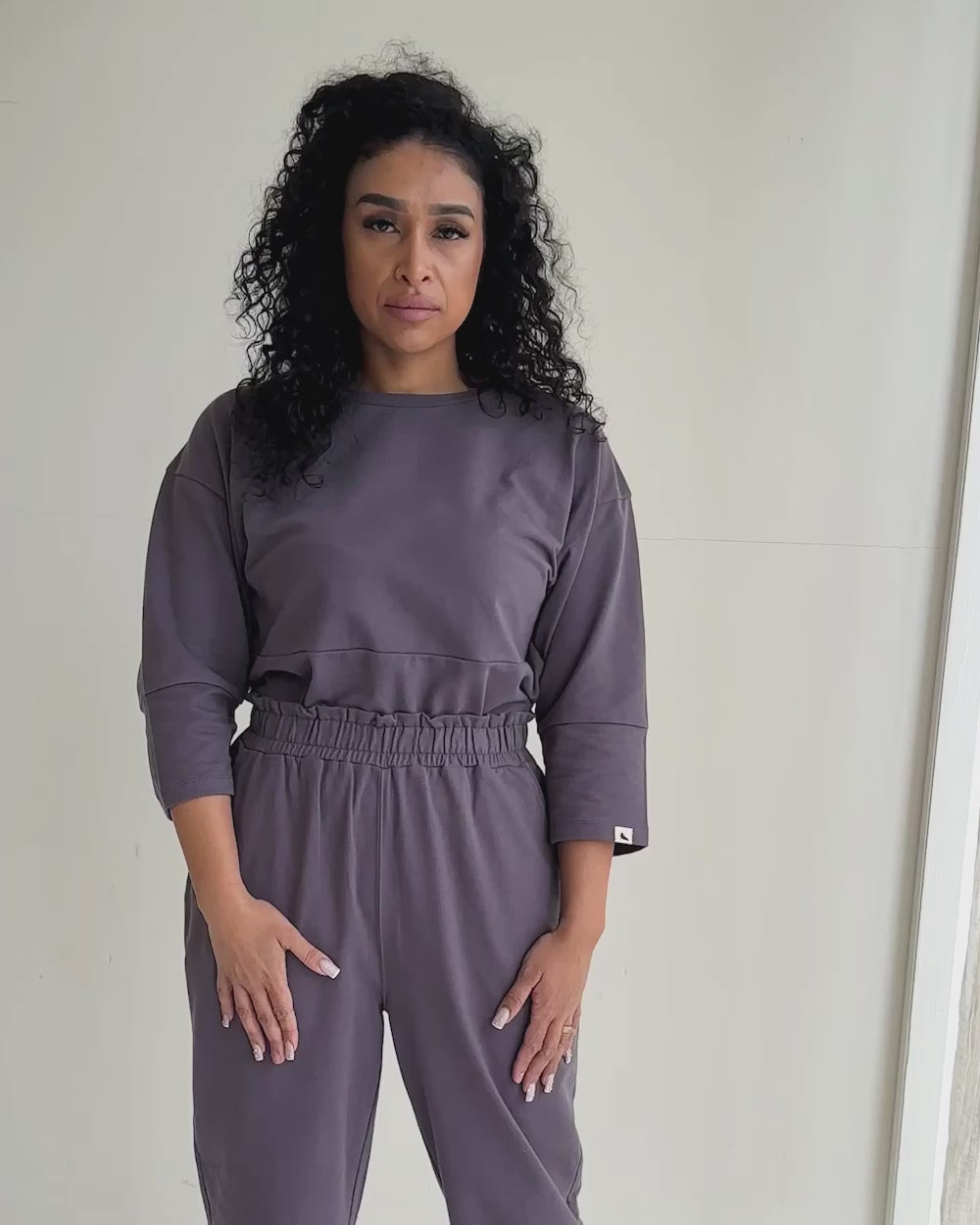 video showing Sarah Charcoal Grey Top