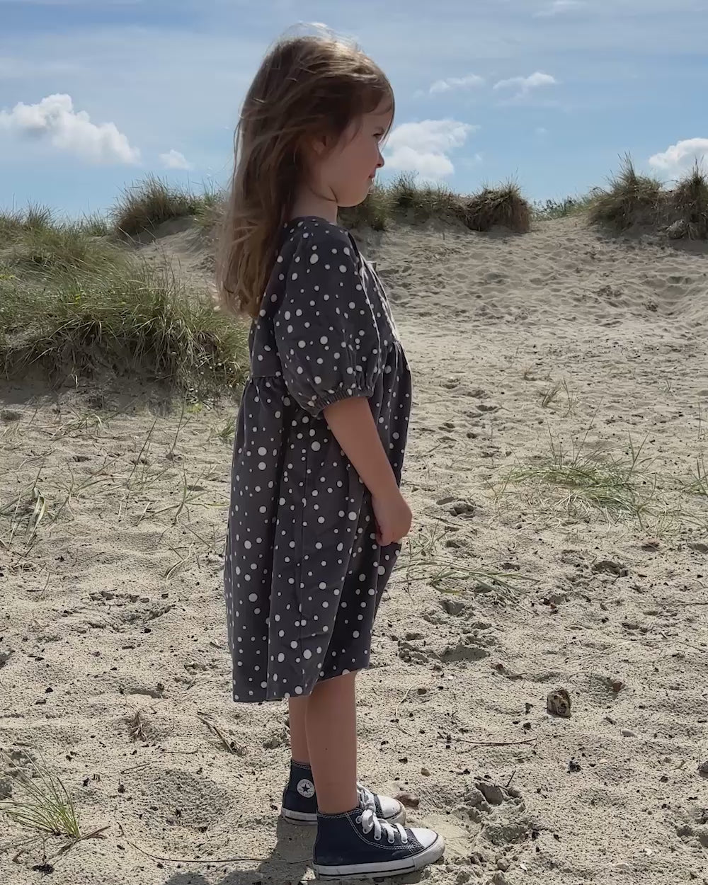 Grey Abstract Spot Print Dress