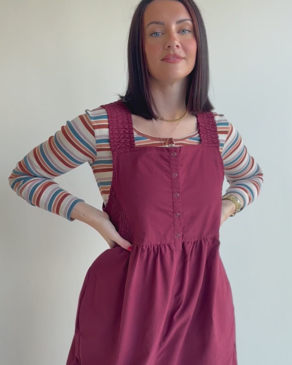 video showing Nora Multicolour Retro Stripe Print Top 