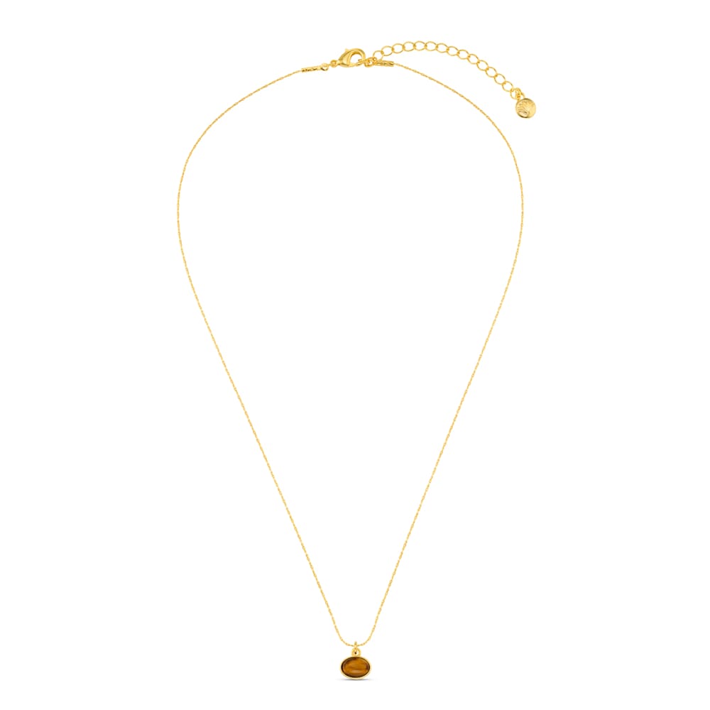 Part Recycled Semi-Precious Tiger's Eye Charm Necklace