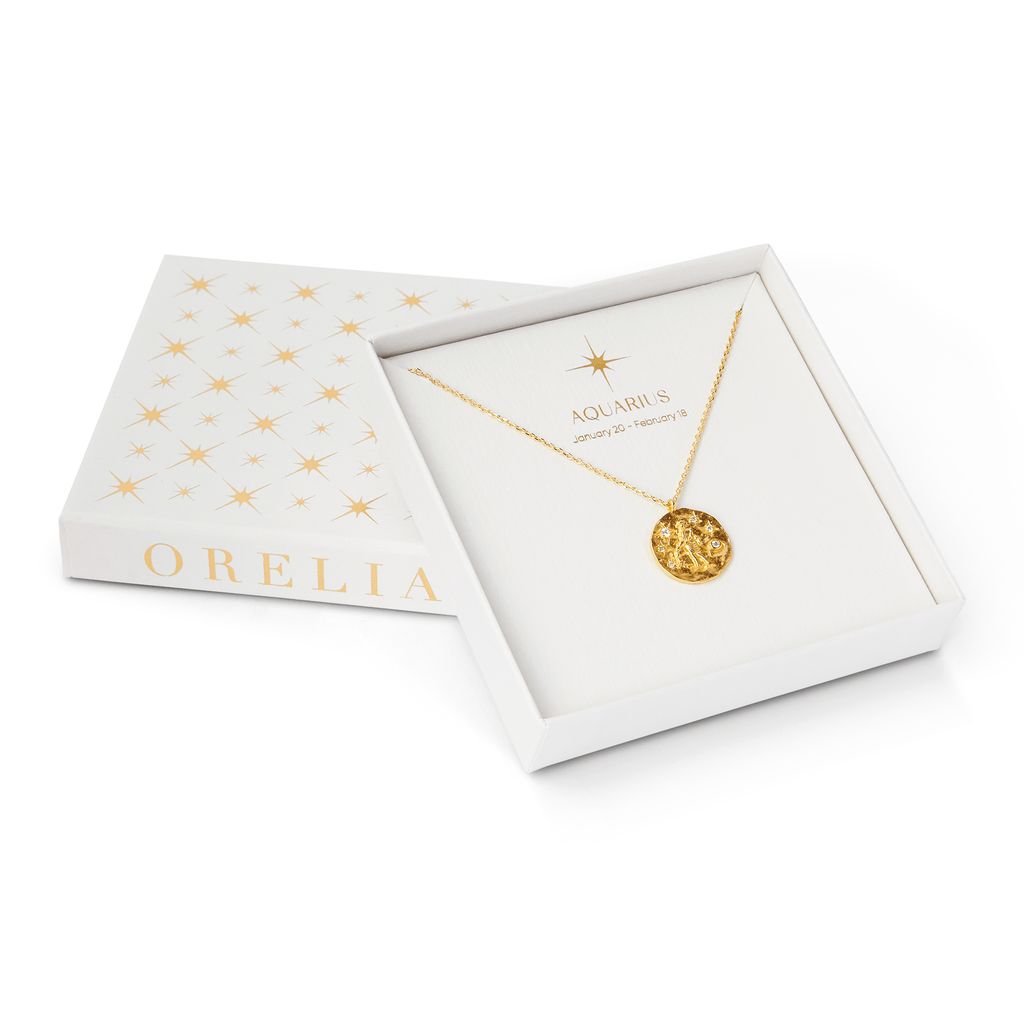 18k Gold Plated Aquarius Zodiac Necklace