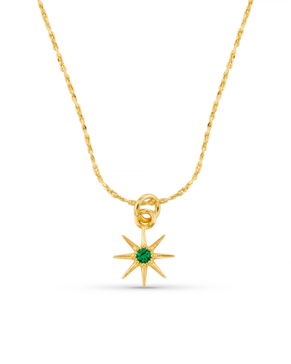 Part Recycled 18k Gold Plated May Birthstone Emerald Necklace