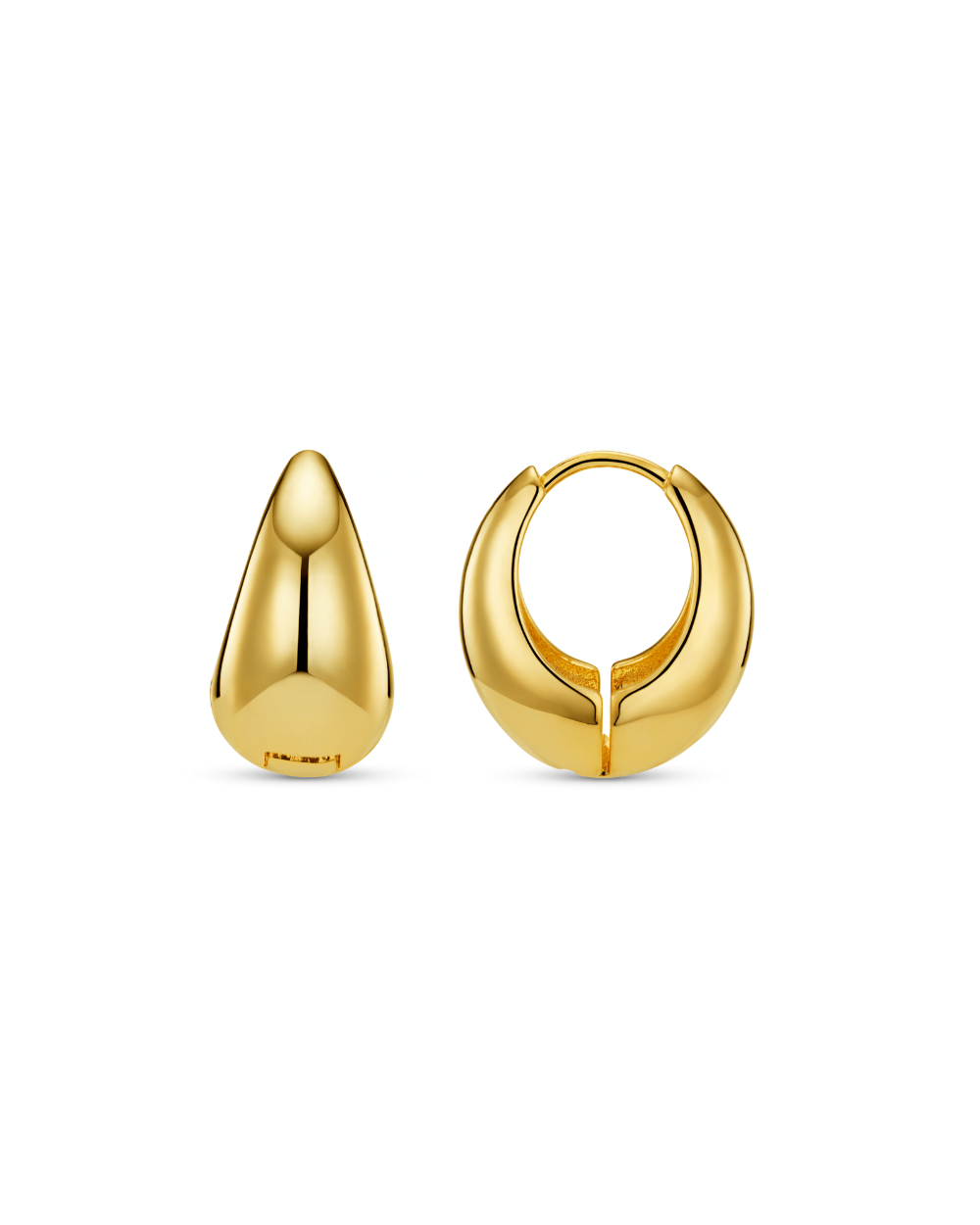 CHECK Gold Polished Domed Taper Hoop Earrings