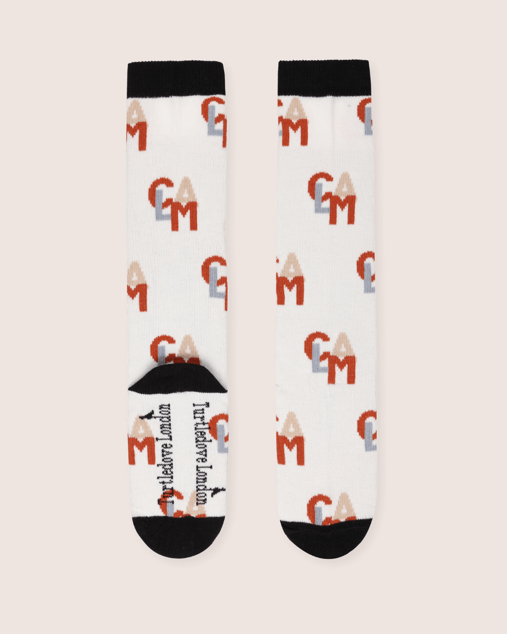 White Calm Slogan Print High Socks - image 1