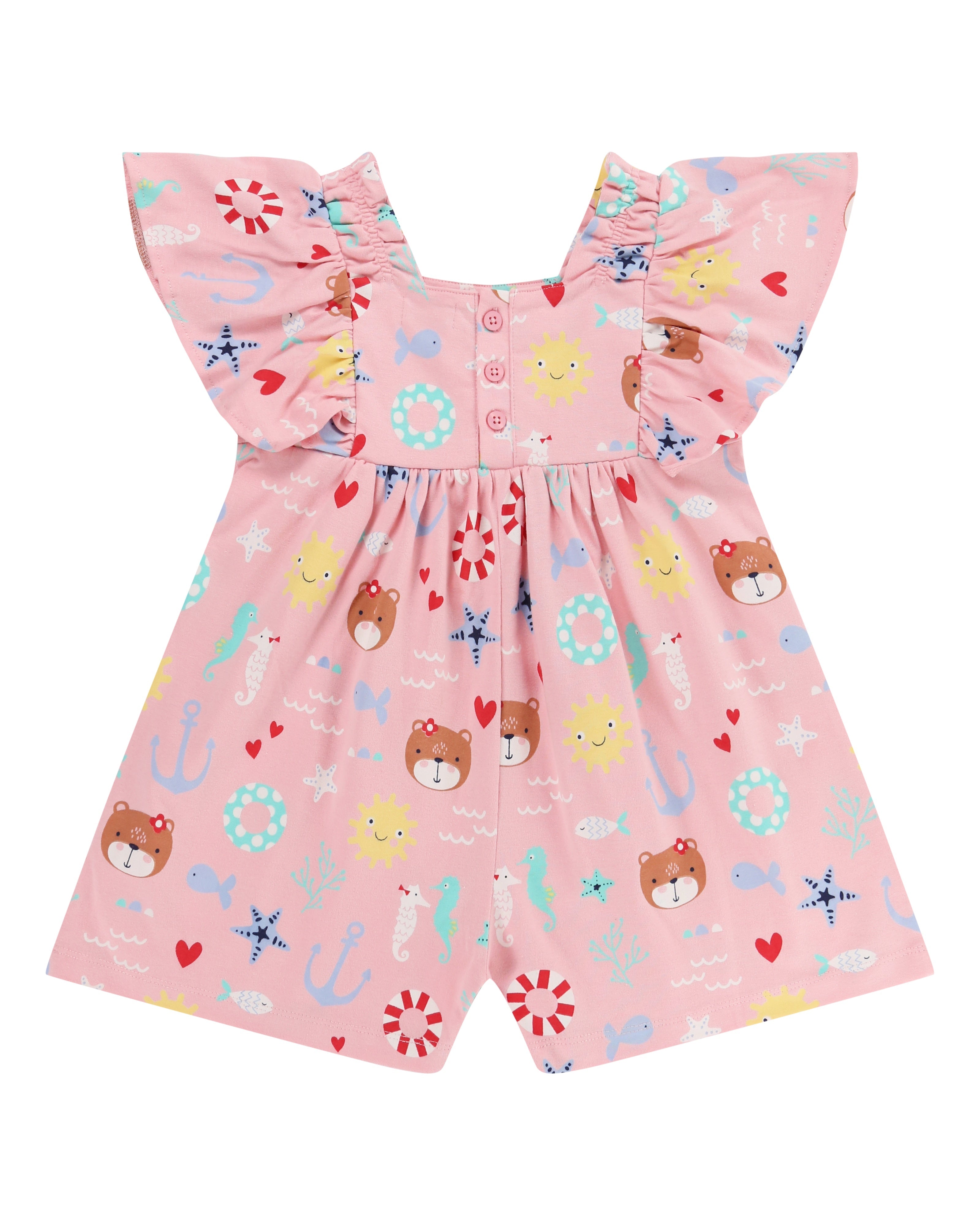 Pink Lilly And Friends Print Playsuit
