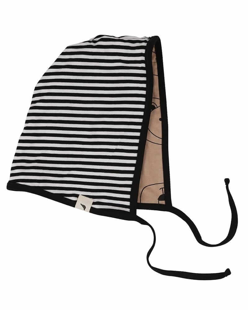 organic cotton Brown Cub And Stripe Print Bonnet - image 3