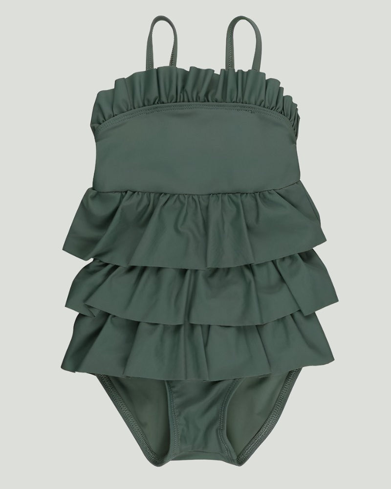 Bottle Green Ruffle Tiered Swimsuit - image 2