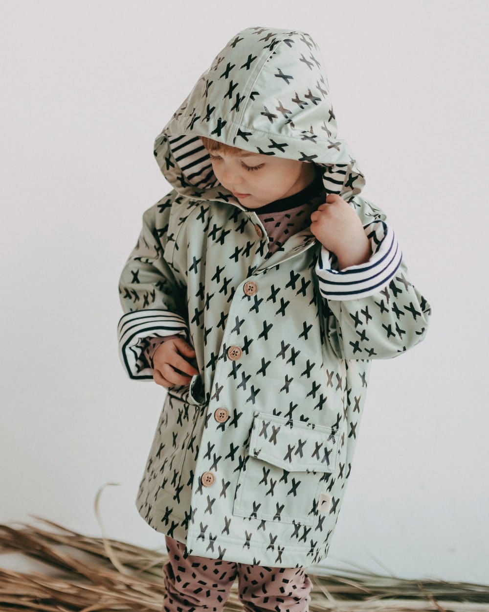 Green Kisses Print Hooded Raincoat - image 1