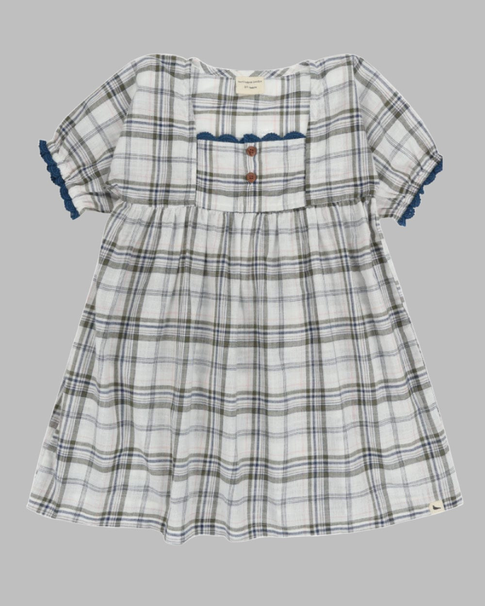 organic cotton Multicolour Check Print Scallop Edge Dress - image 1