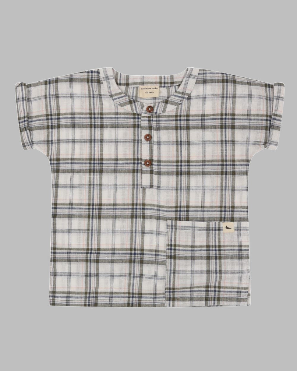 Multicolour Check Print Mandarin Collar Shirt - image 1