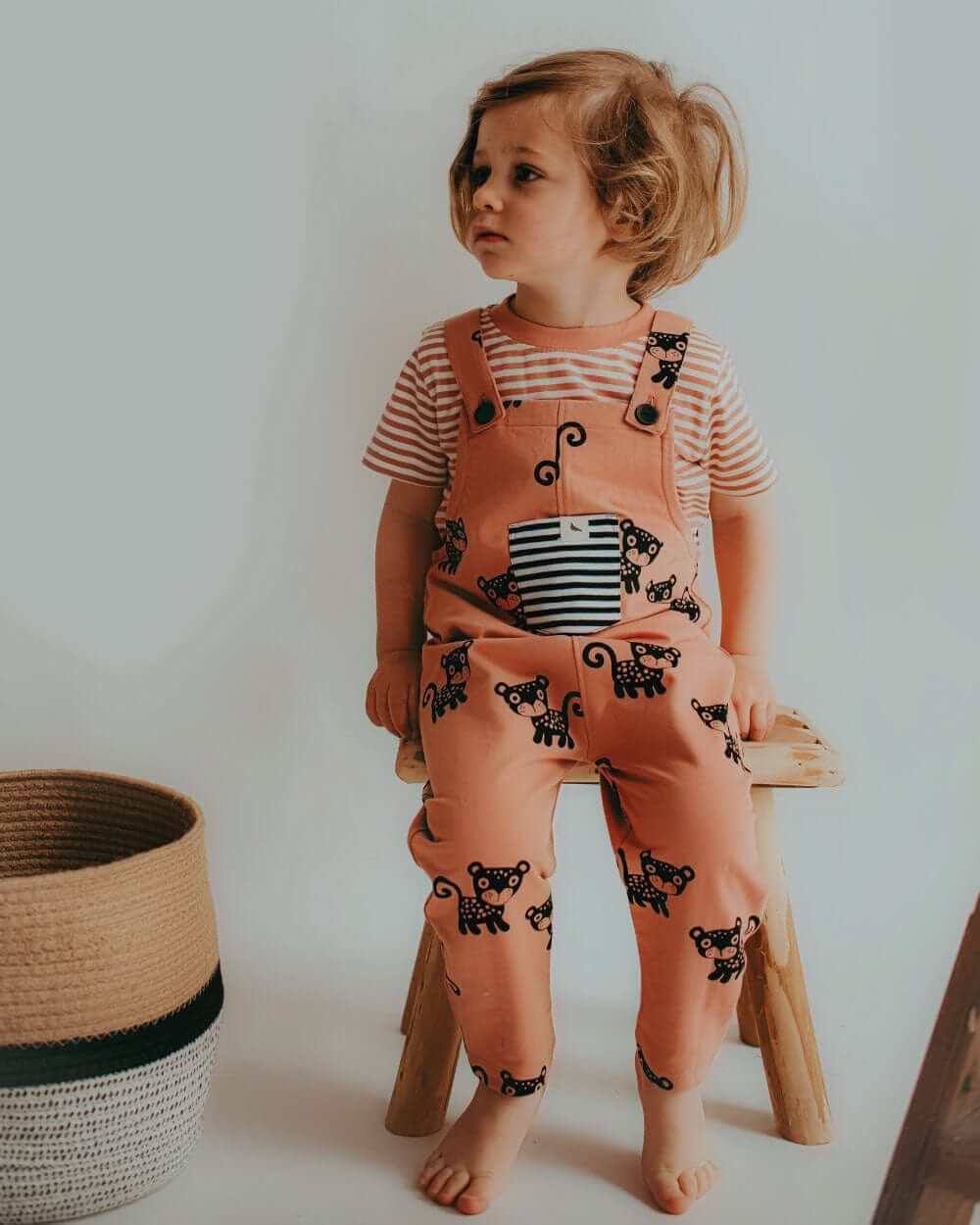 Orange Cub Print Dungarees - image 1