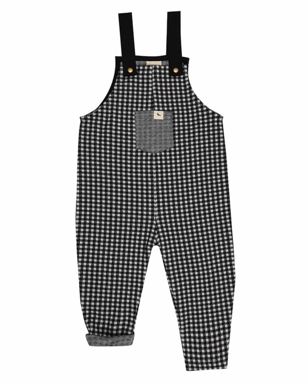 Black Jacquard Check Print Dungarees - image 2