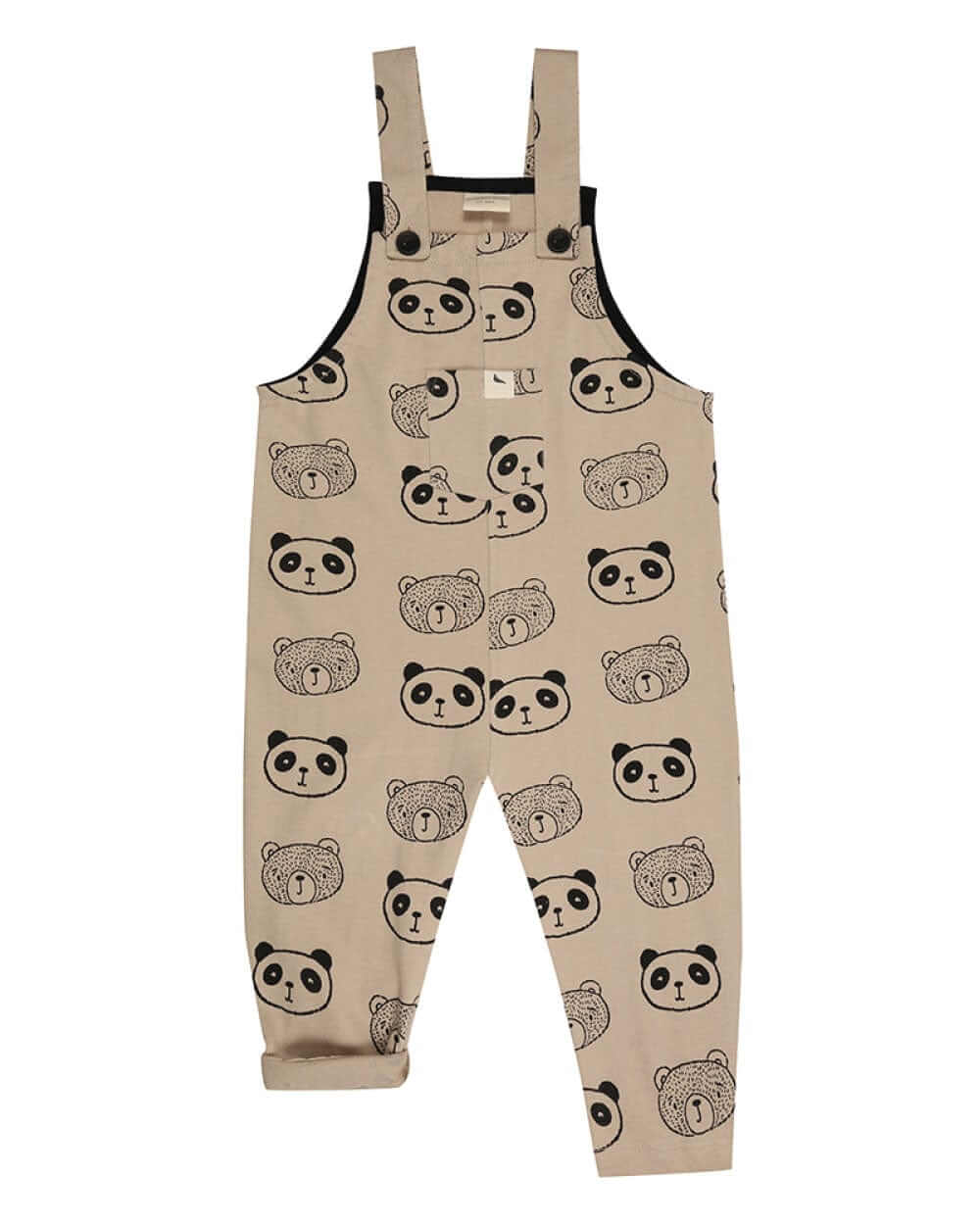organic cotton Beige Cub And Pals Print Dungarees - image 2