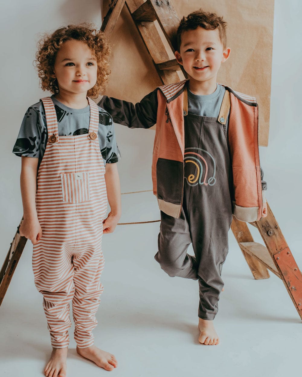 Plain Dungaree with Hello Embroidery - Turtledovelondon