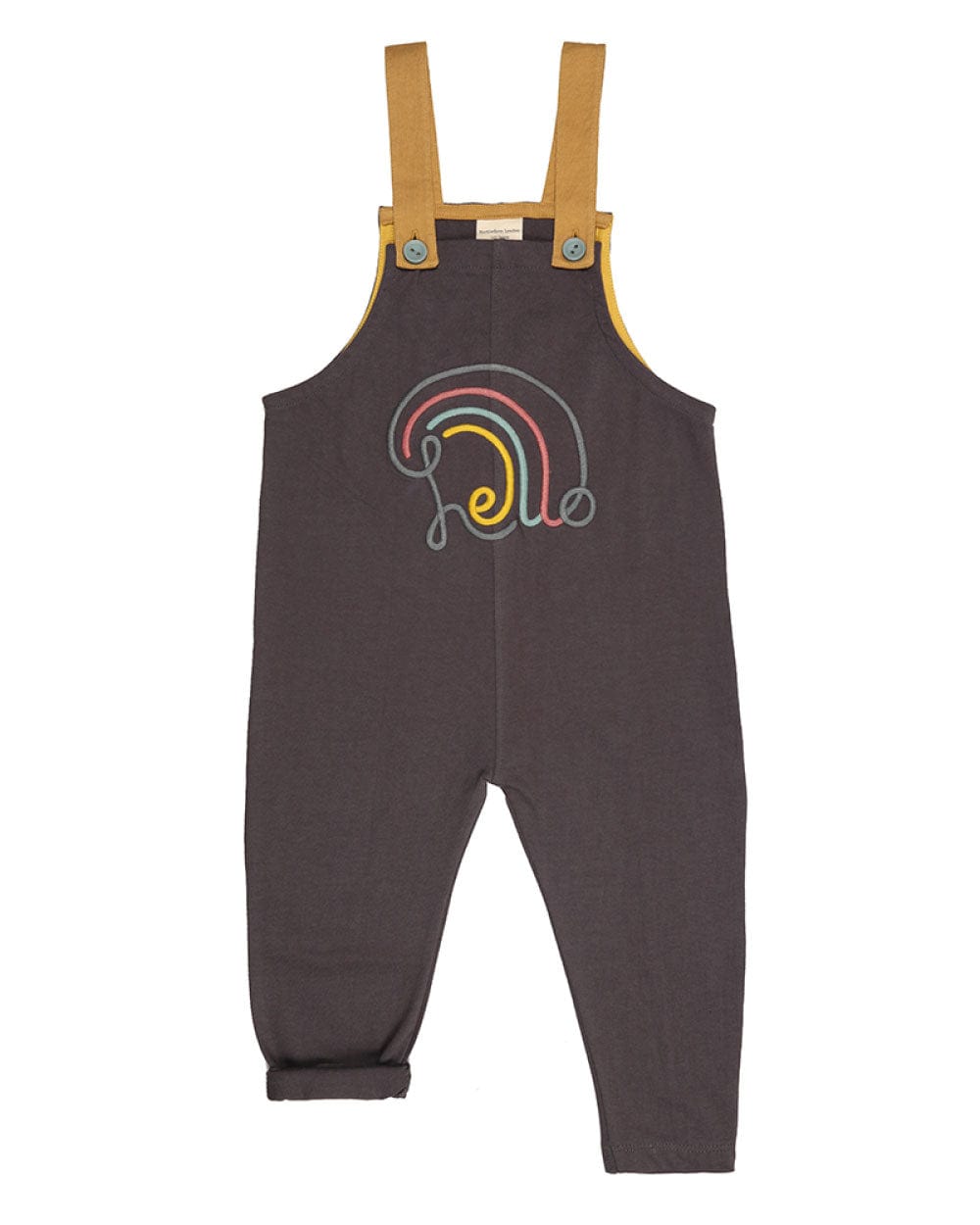 Plain Dungaree with Hello Embroidery - Turtledovelondon