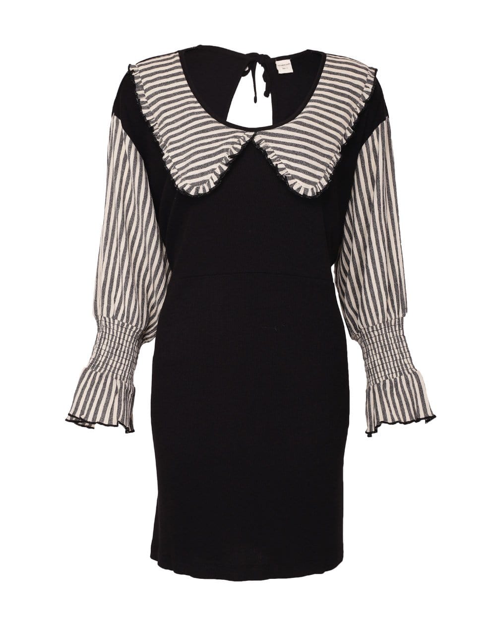 organic cotton Joanna Black Collared Stripe Print Mini Dress - image 2