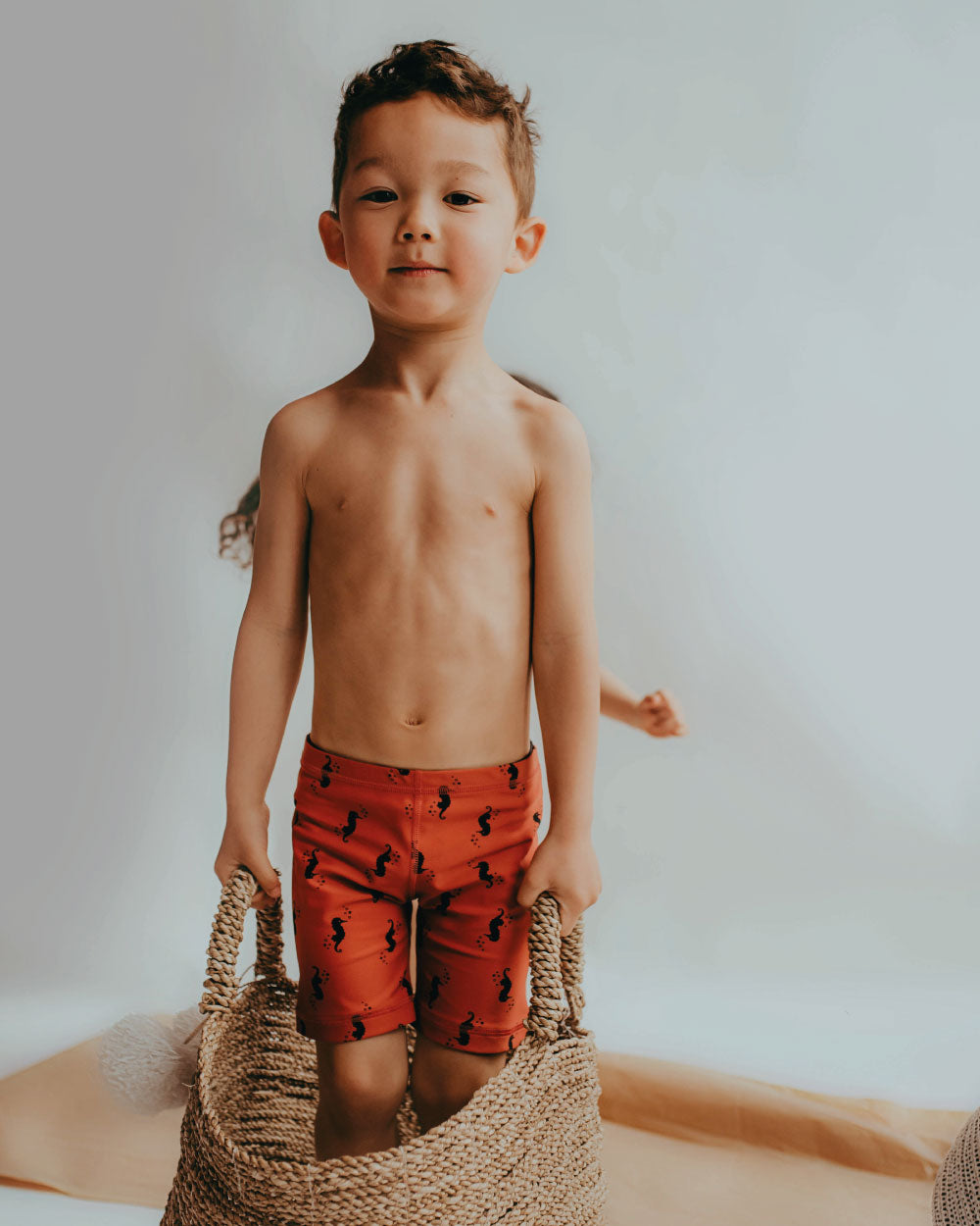 Red Seahorse Print Swim Shorts - image 1