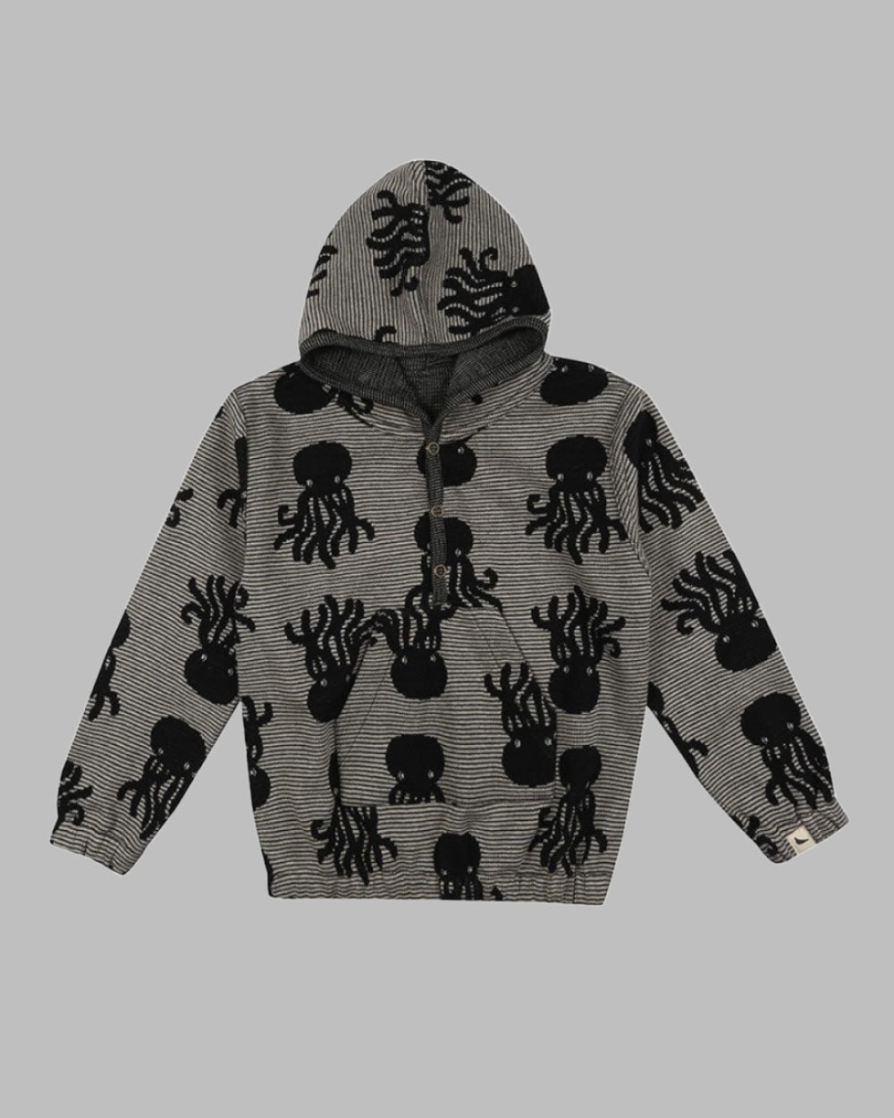 organic cotton Grey Octopus Jacquard Reversible Hoodie - image 1