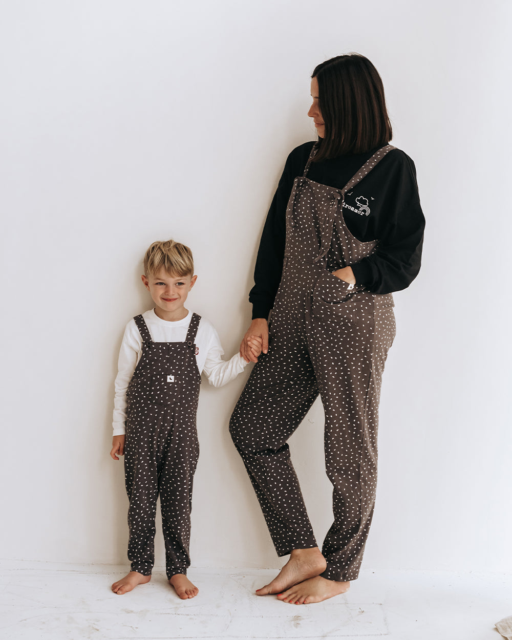 organic cotton Lila Charcoal Grey Seed Print Dungarees - image 1