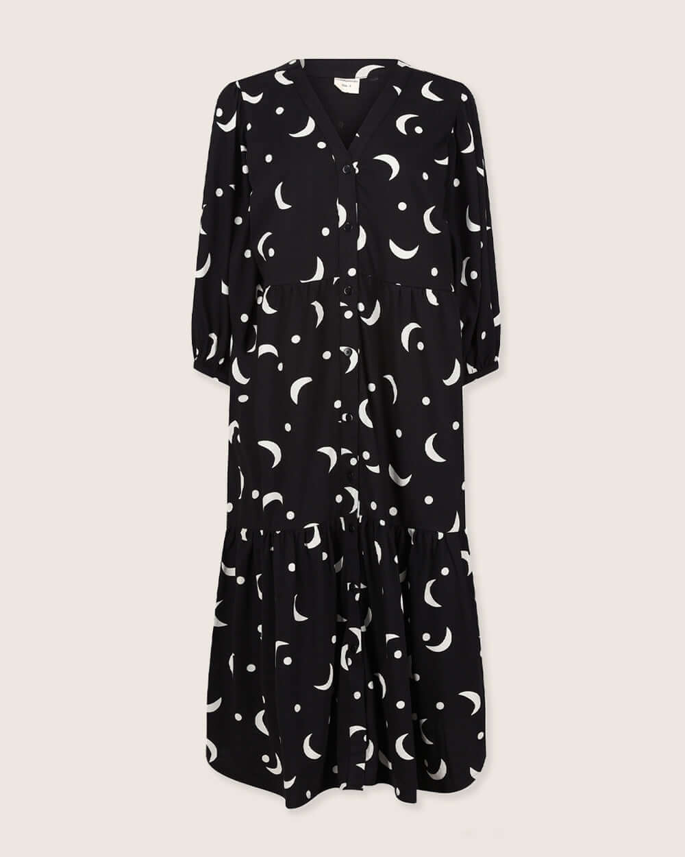 organic cotton Clara Black Half Moon Print Midi Dress - image 2