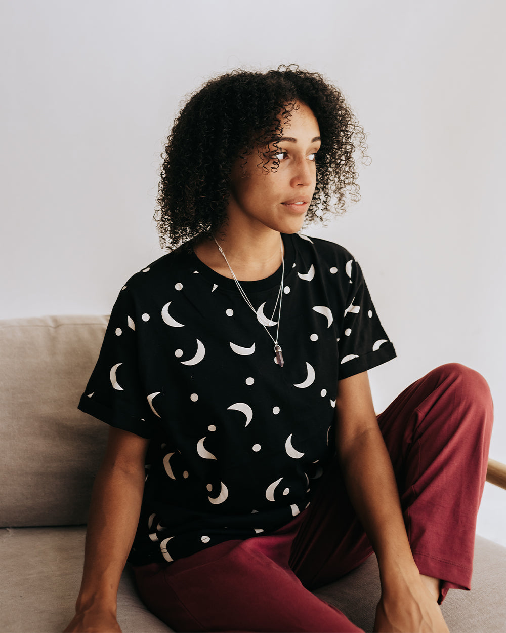 organic cotton Sam Black Half Moon Print T-Shirt - image 1