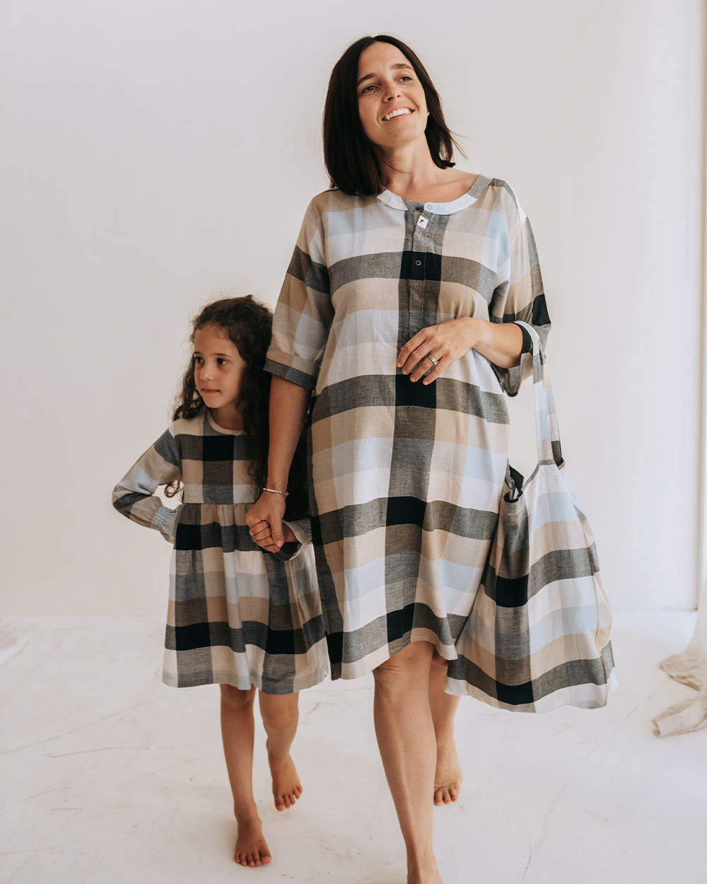 organic cotton Eva Multicolour Bold Check Print Mini Dress - image 1