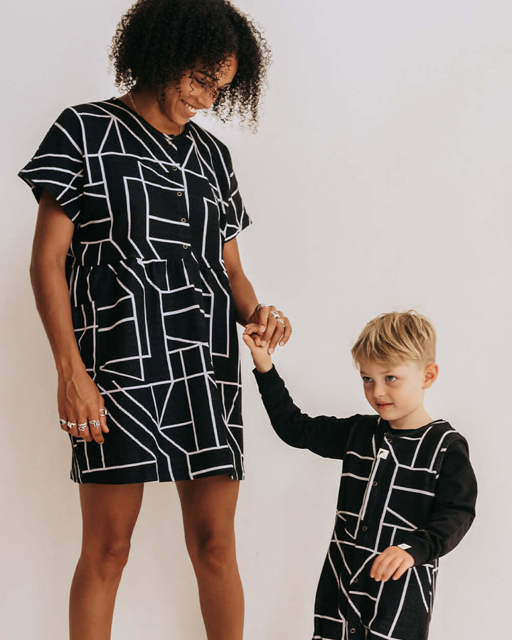 organic cotton Ada Black Geometric Print Mini Dress - image 1