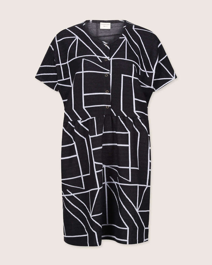 organic cotton Ada Black Geometric Print Mini Dress - image 2