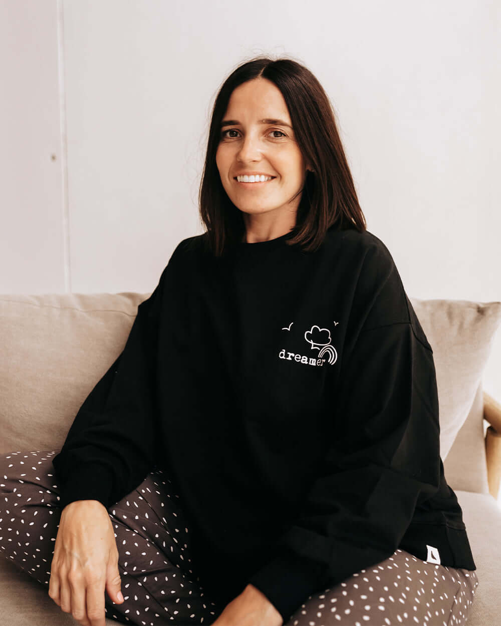 organic cotton Anette Black Dreamer Slogan Print Sweatshirt - image 1