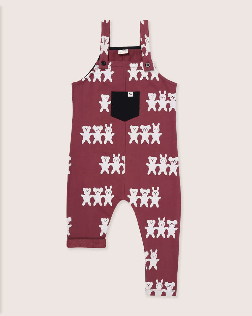 organic cotton Red Best Friends Print Dungarees - image 1