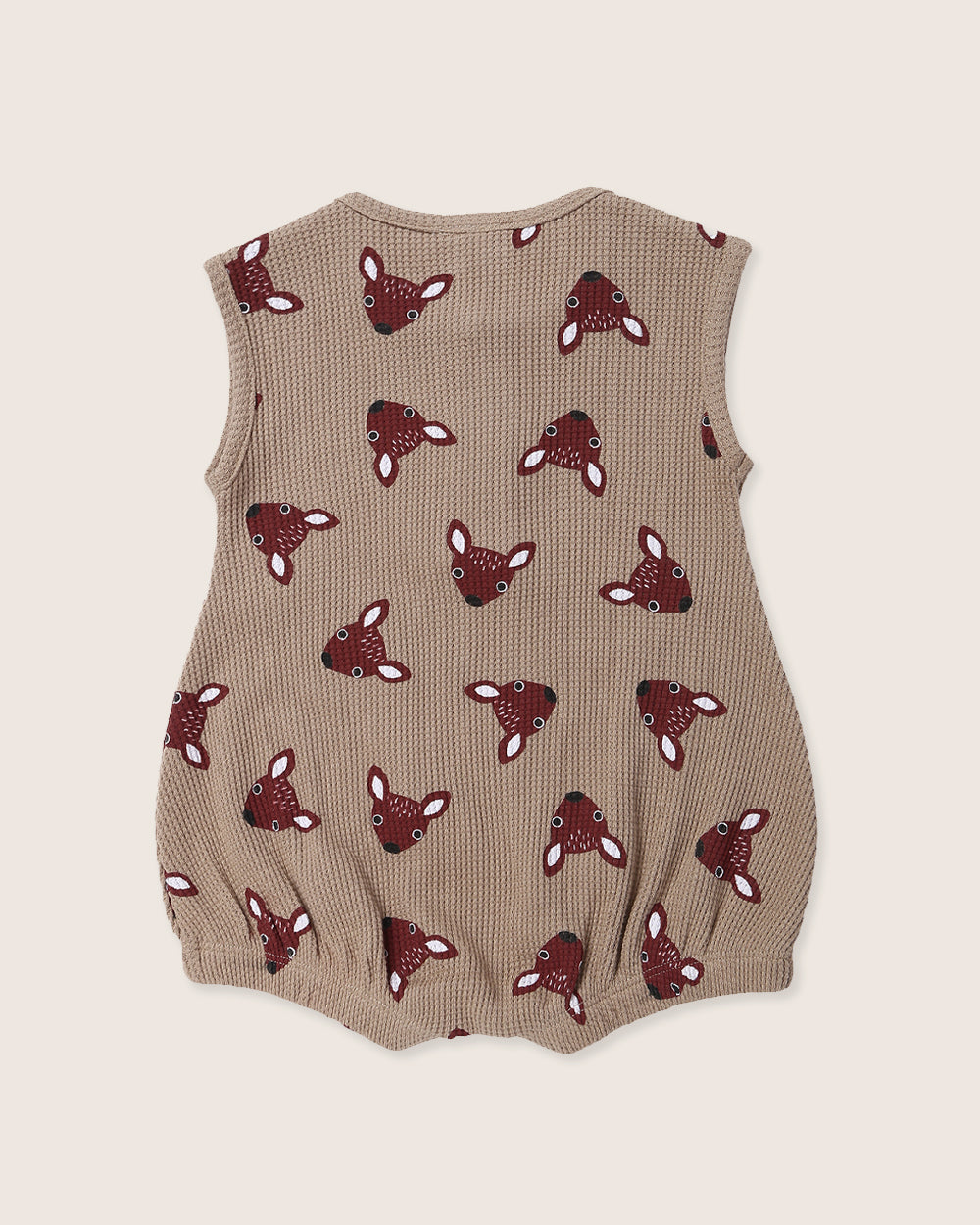 organic cotton Brown Fawn Head Print Bubble Romper - image 3