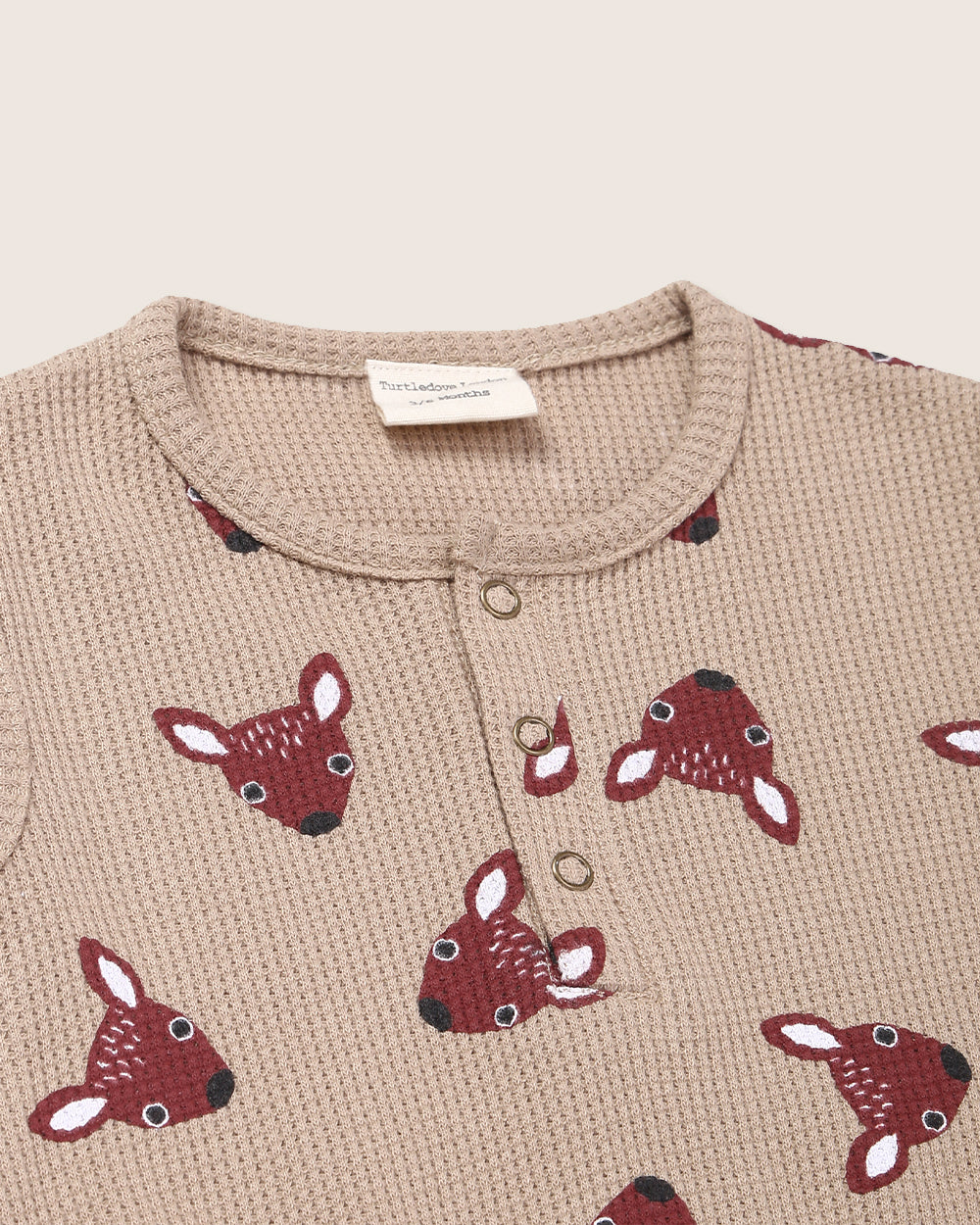 organic cotton Brown Fawn Head Print Bubble Romper - image 2