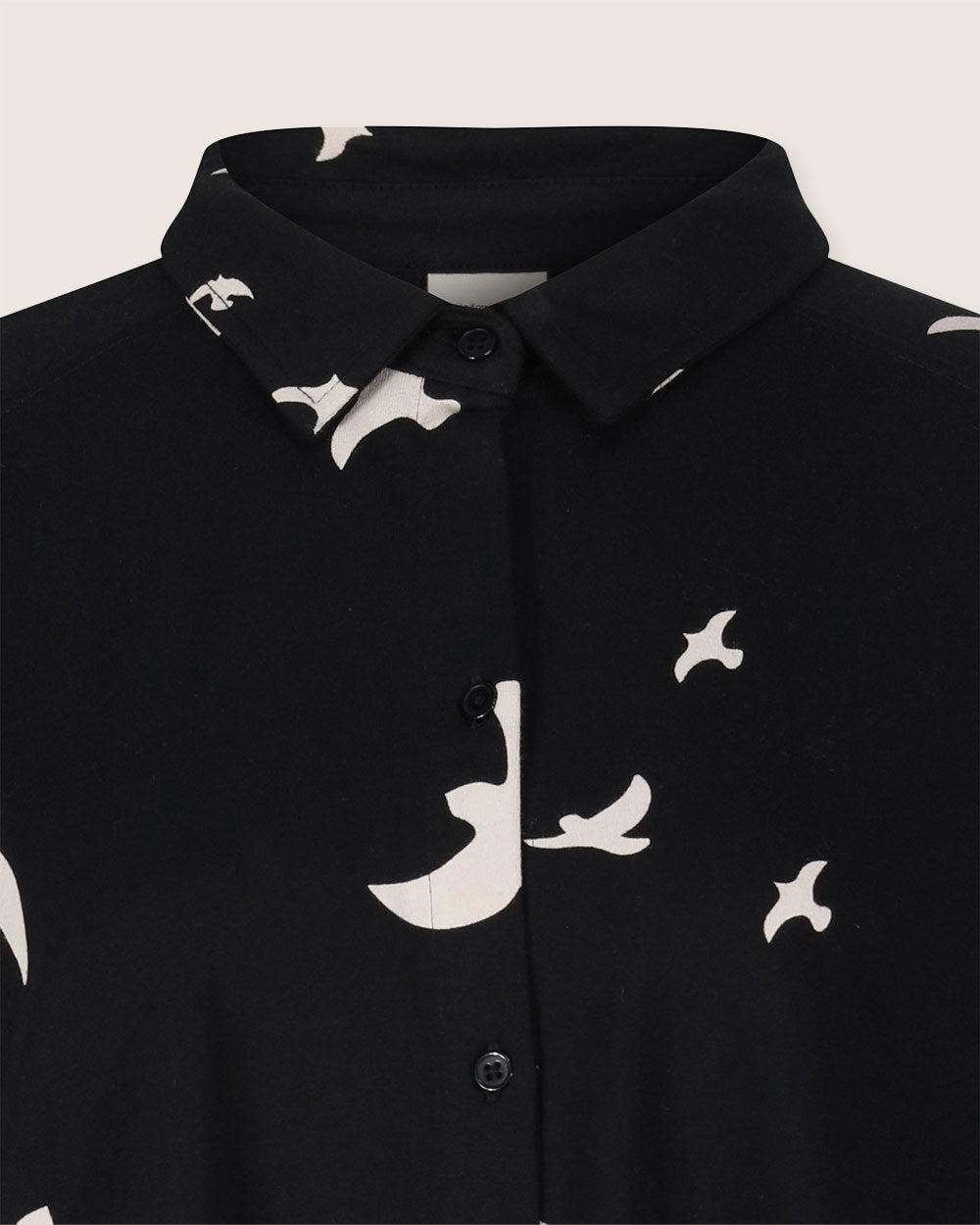 organic cotton Jess Black Flying Bird Print Mini Shirt Dress - image 3