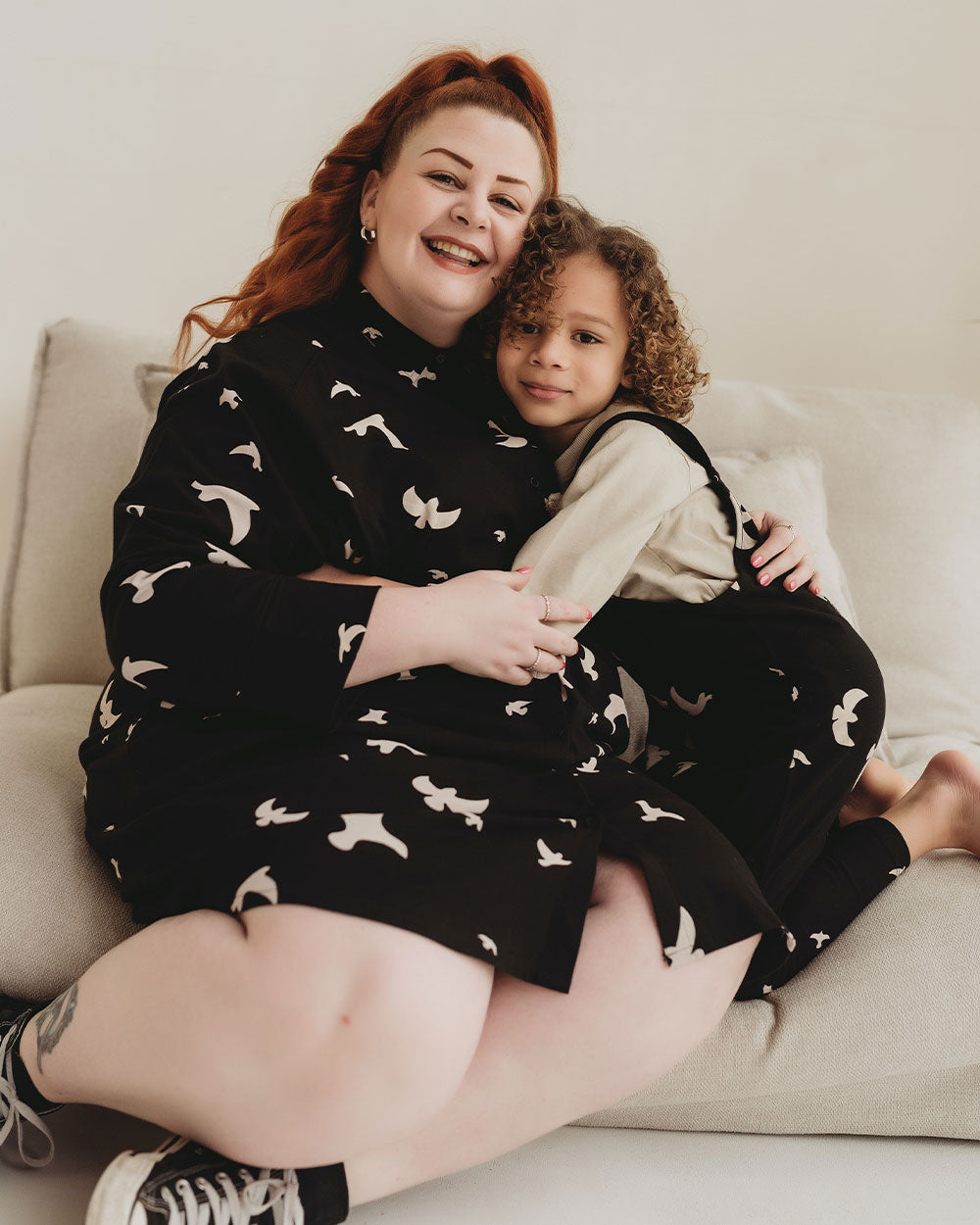 organic cotton Jess Black Flying Bird Print Mini Shirt Dress - image 4