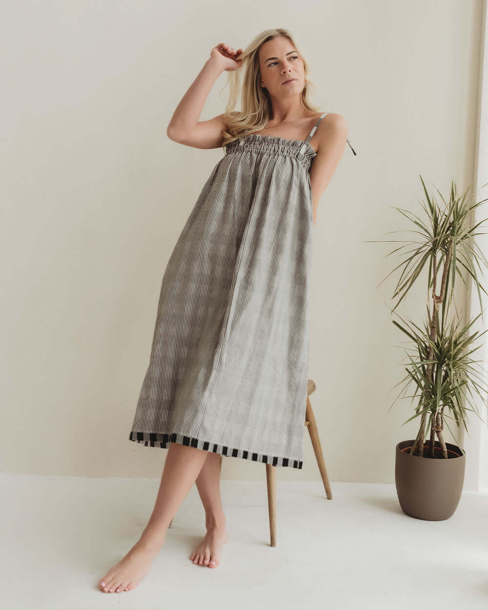 Anna Multicolour Stripe And Check Print Multifunctional Maxi Skirt - image 2