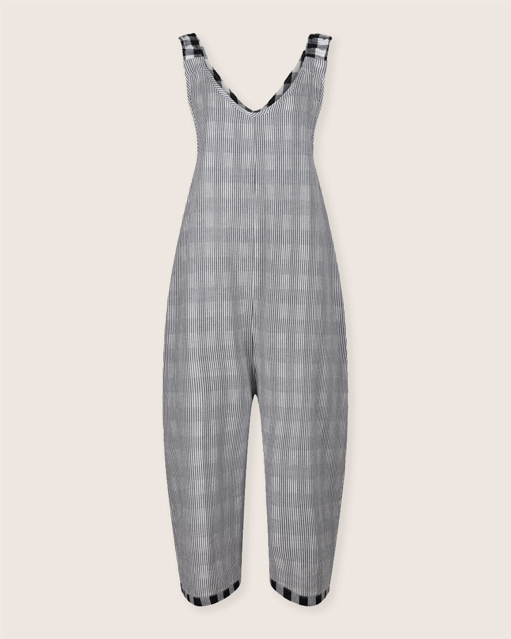 Grace Multicolour Check Print Reversible Wide Leg Jumpsuit - reversible side 