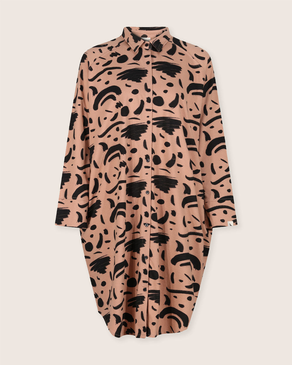 organic cotton Jess Brown Abstract Stroke Print Mini Shirt Dress - image 2