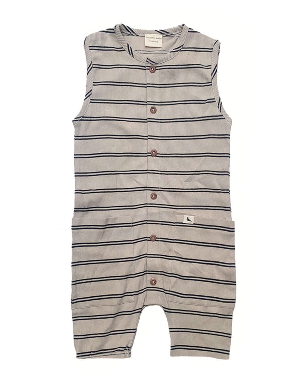 organic cotton Beige Retro Stripe Print Romper - image 2