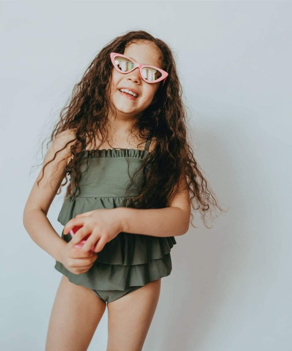 Bottle Green Ruffle Tiered Swimsuit - image 1