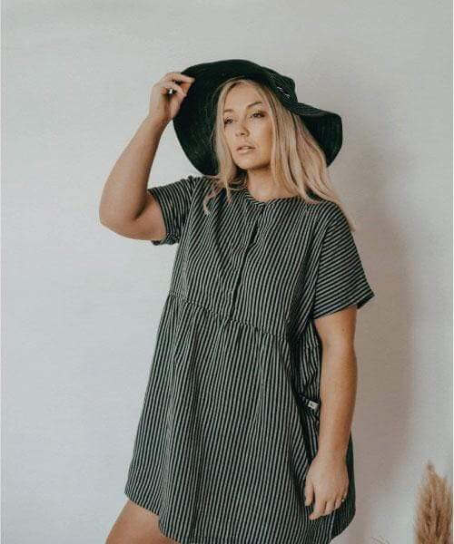 organic cotton Ada Black Reversible Check Print Mini Dress - image 3
